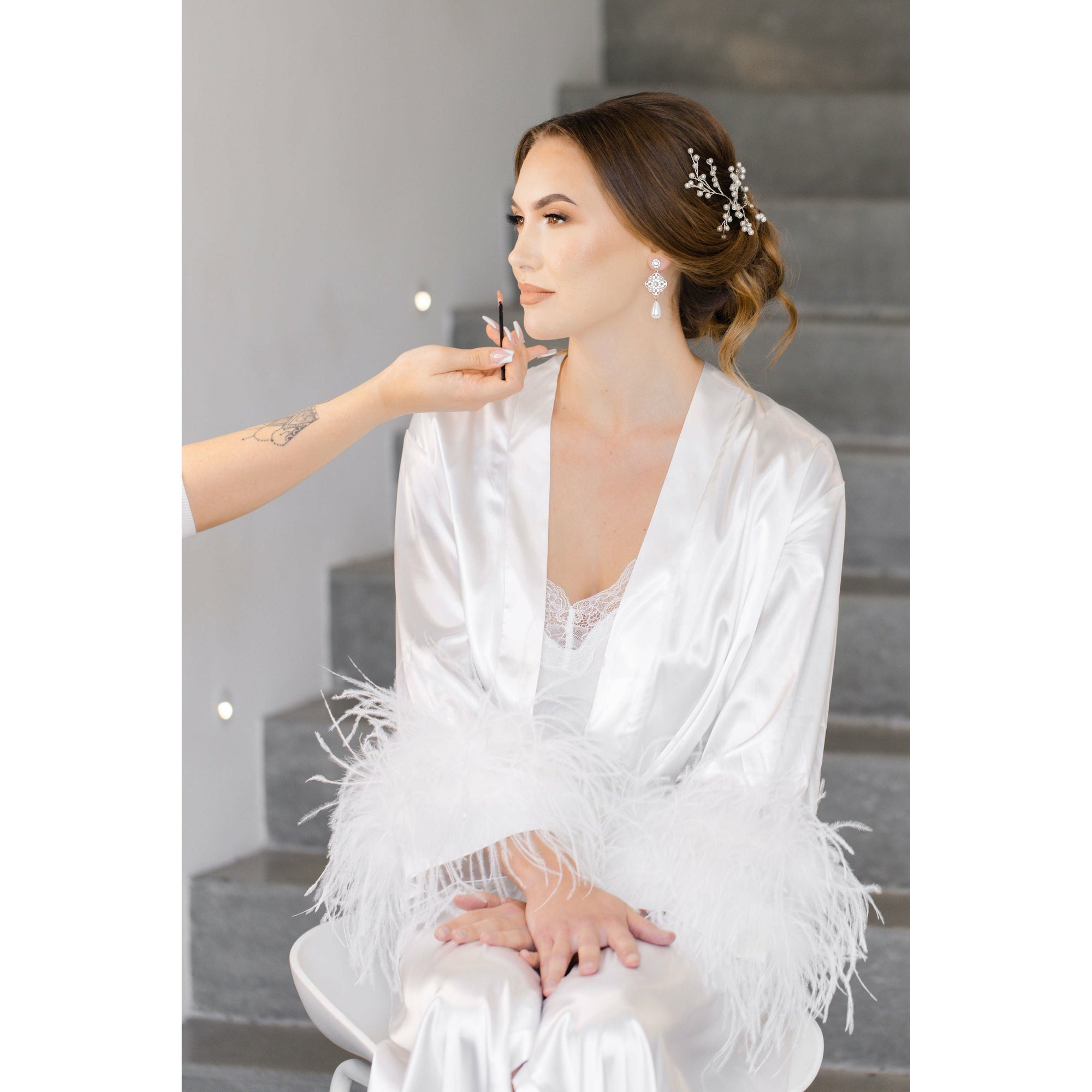 Long Satin Bridal Robe - The Villa