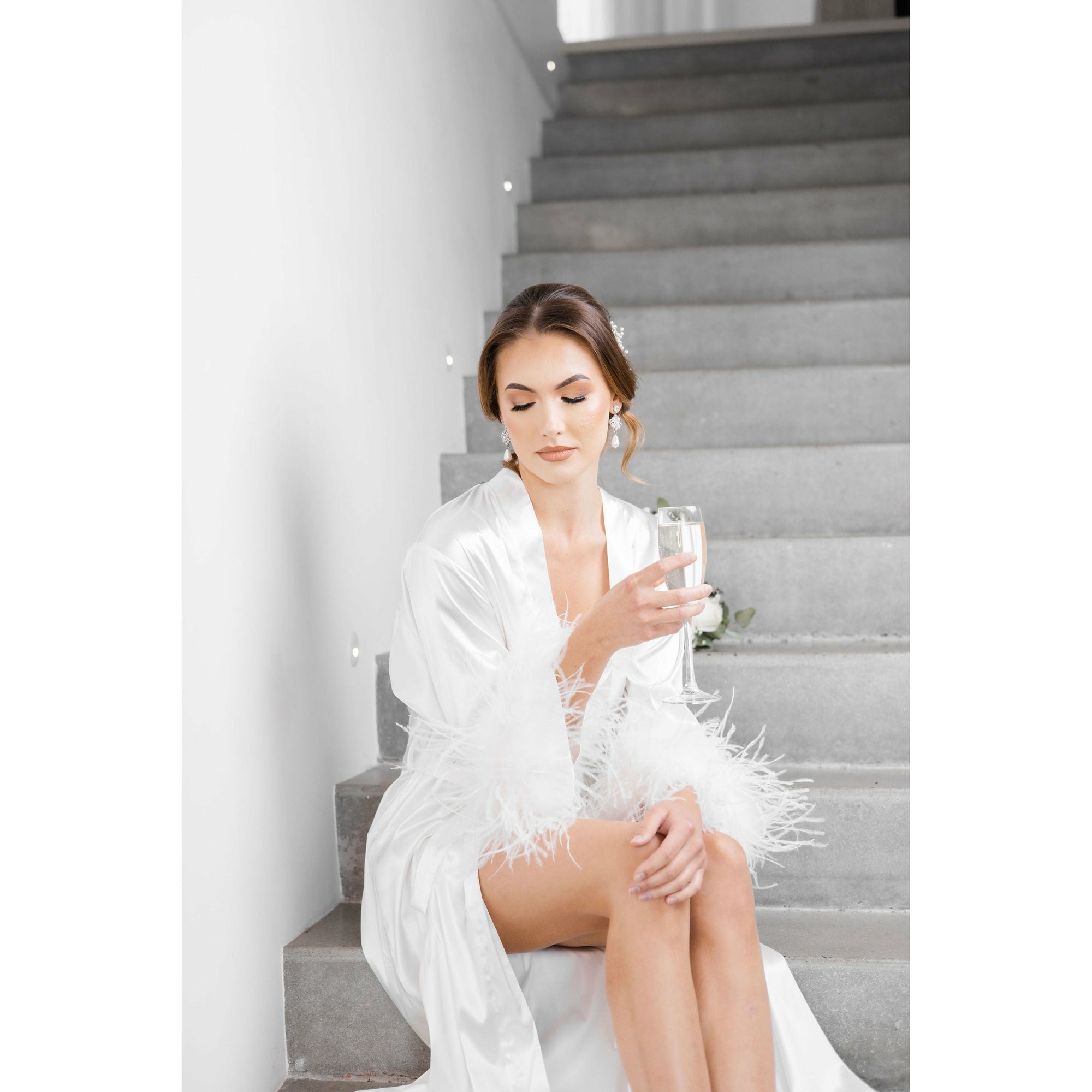 Long Satin Bridal Robe - The Villa