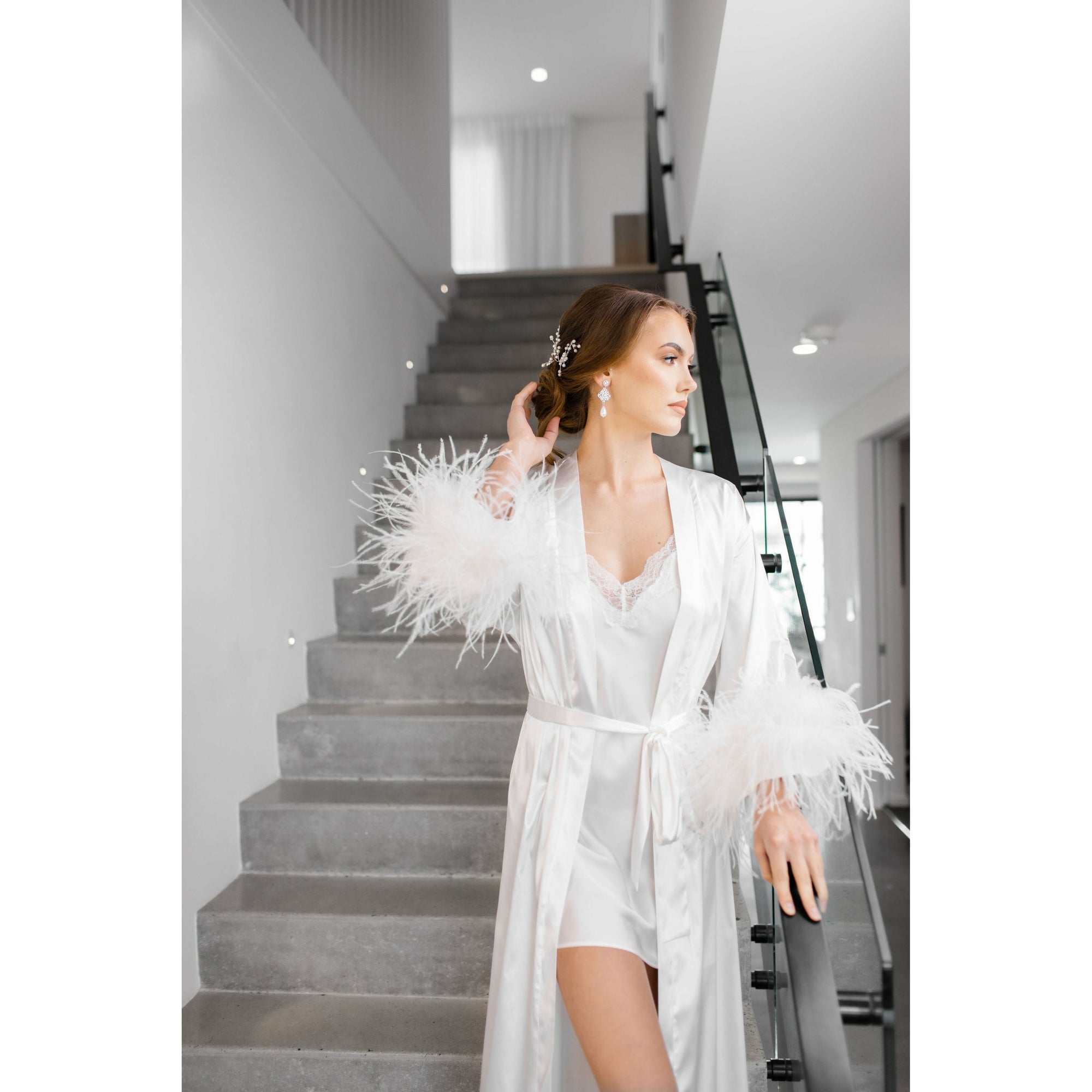 Long Satin Bridal Robe - The Villa