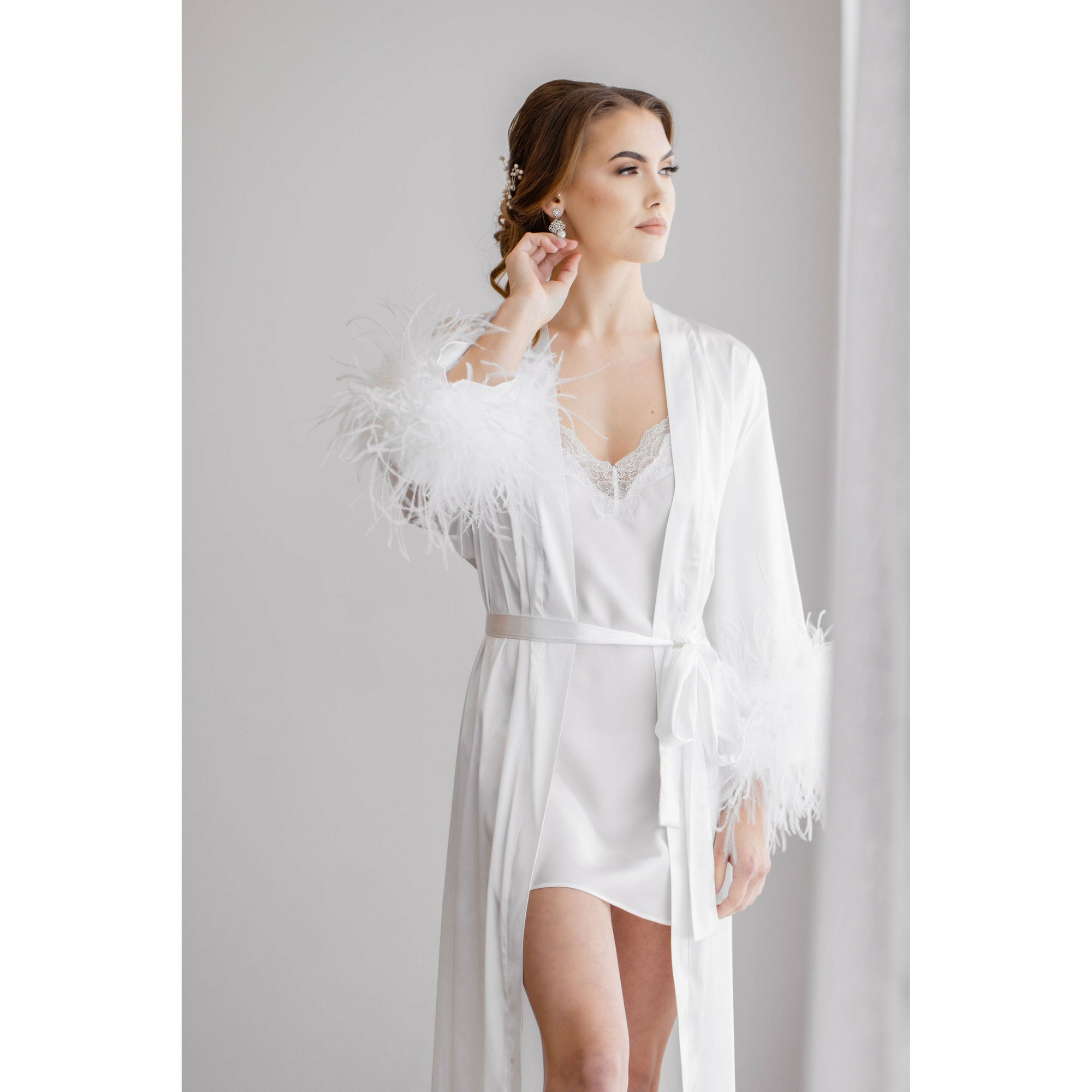 Long Satin Bridal Robe - The Villa