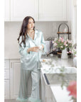 Womens Blue Satin Sleepwear 