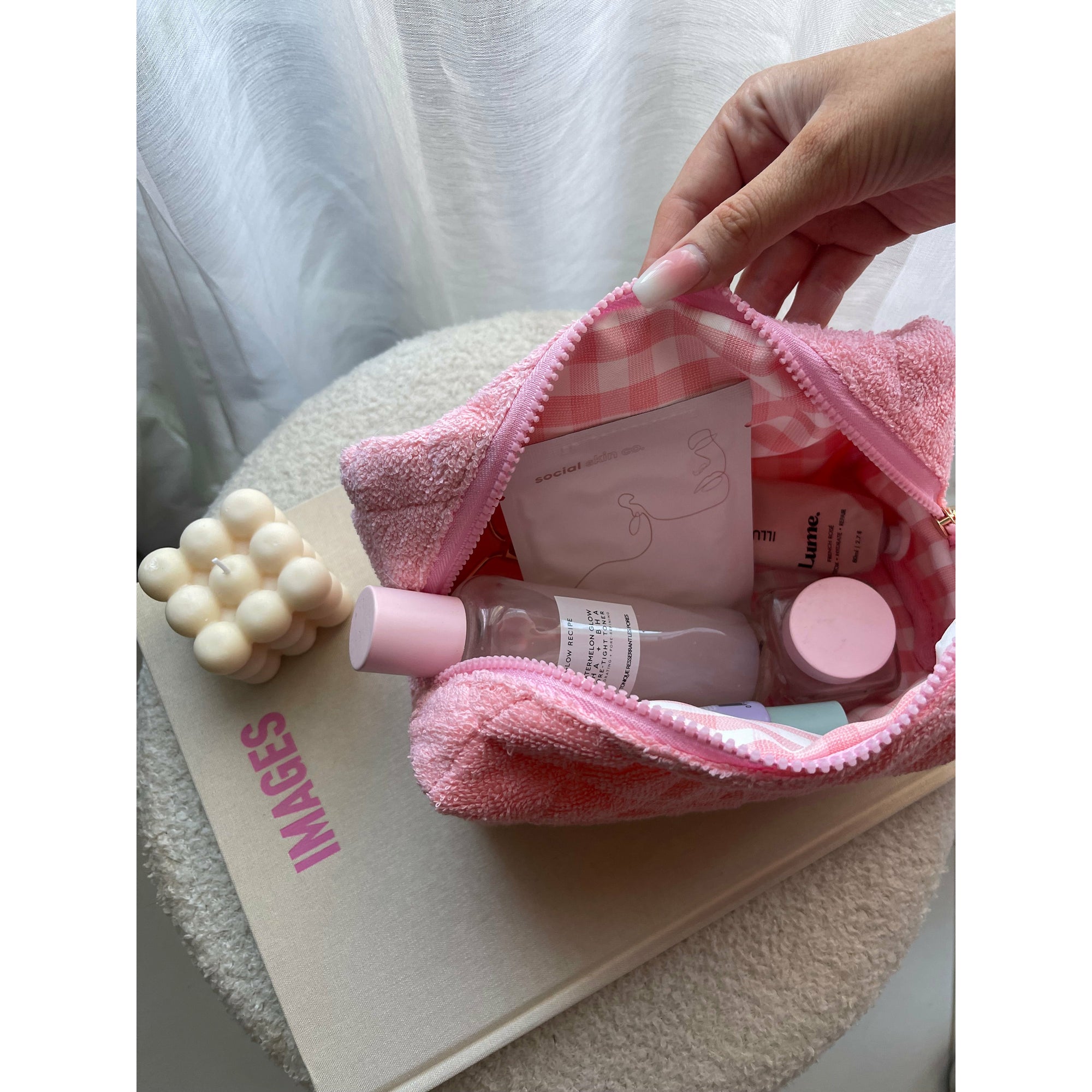 Pink Terry Towel Make-up Case - The Villa