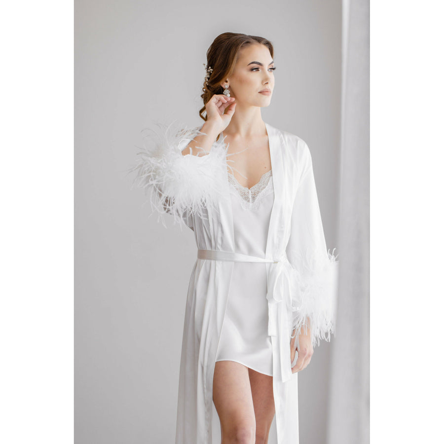 Long Satin Bridal Robe - The Villa